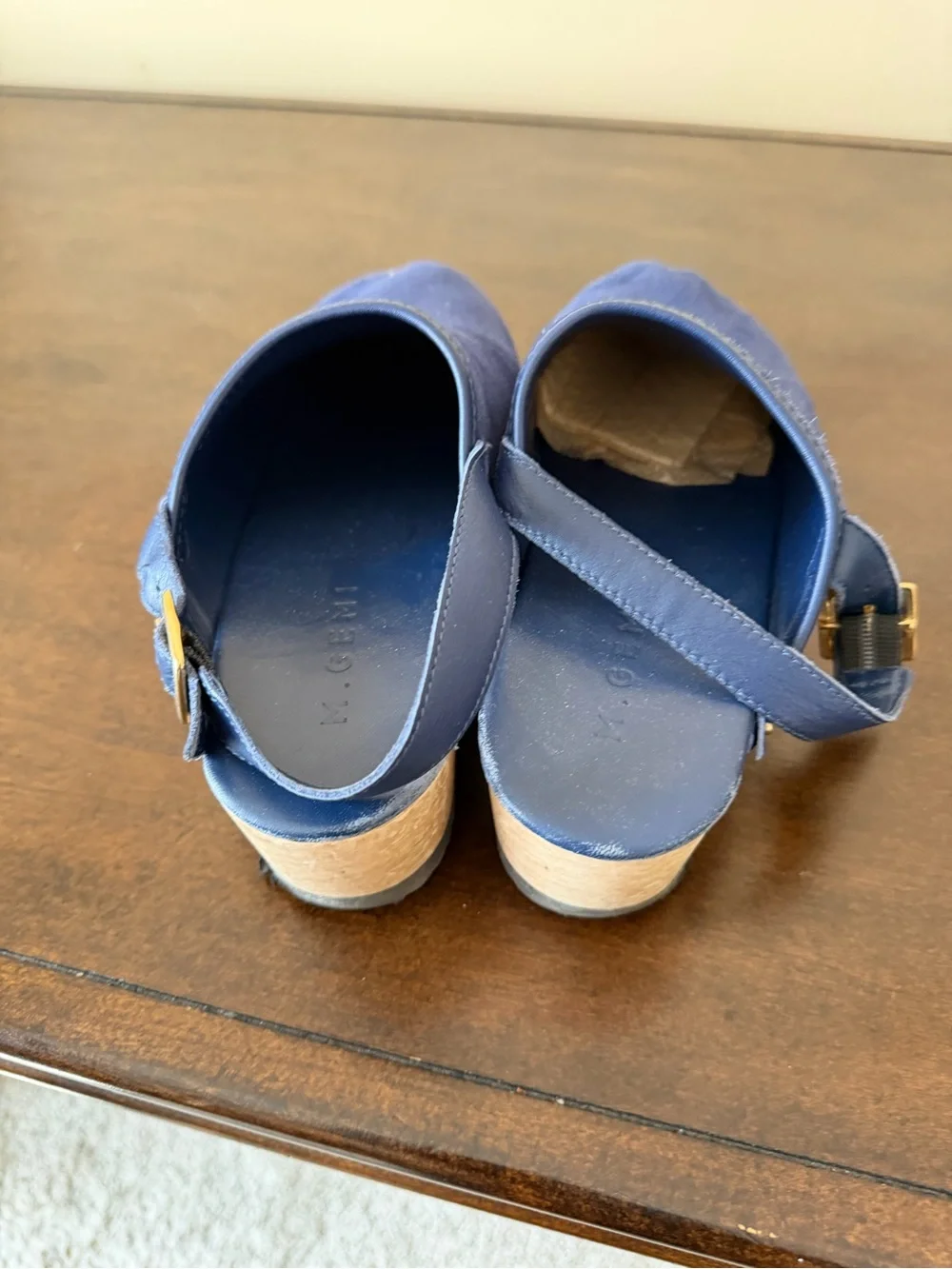 M. Gemi Navy Blue Cork Platform Wedge Sandals